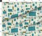 Mid Century Modern Grid Stars Teal Mod Retro Jazz Vintage 1950S Geometric Aqua Abstract Custom Printed Fabric by Spoonflower Various Fabrics by the Yard or Fat Quarter